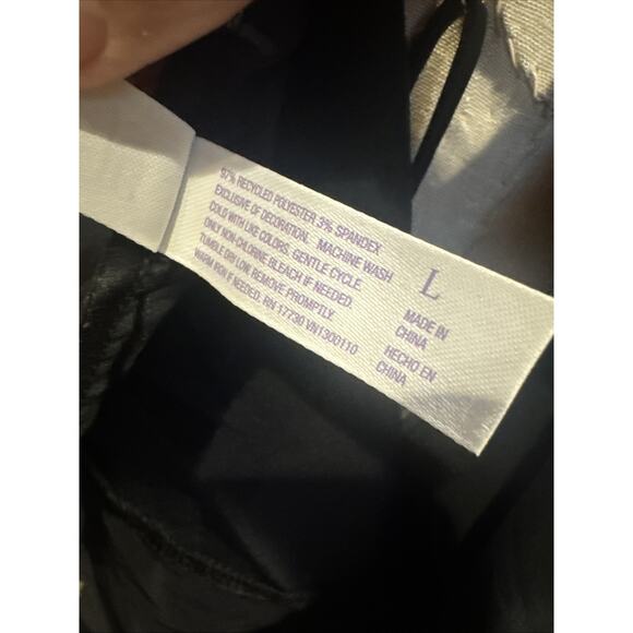 New Stars Above Black Satin Mesh Detail Nightgown Slip Black Size Large - Picture 7 of 7